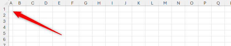 An Excel worksheet with column A reduced in width to act as a margin.