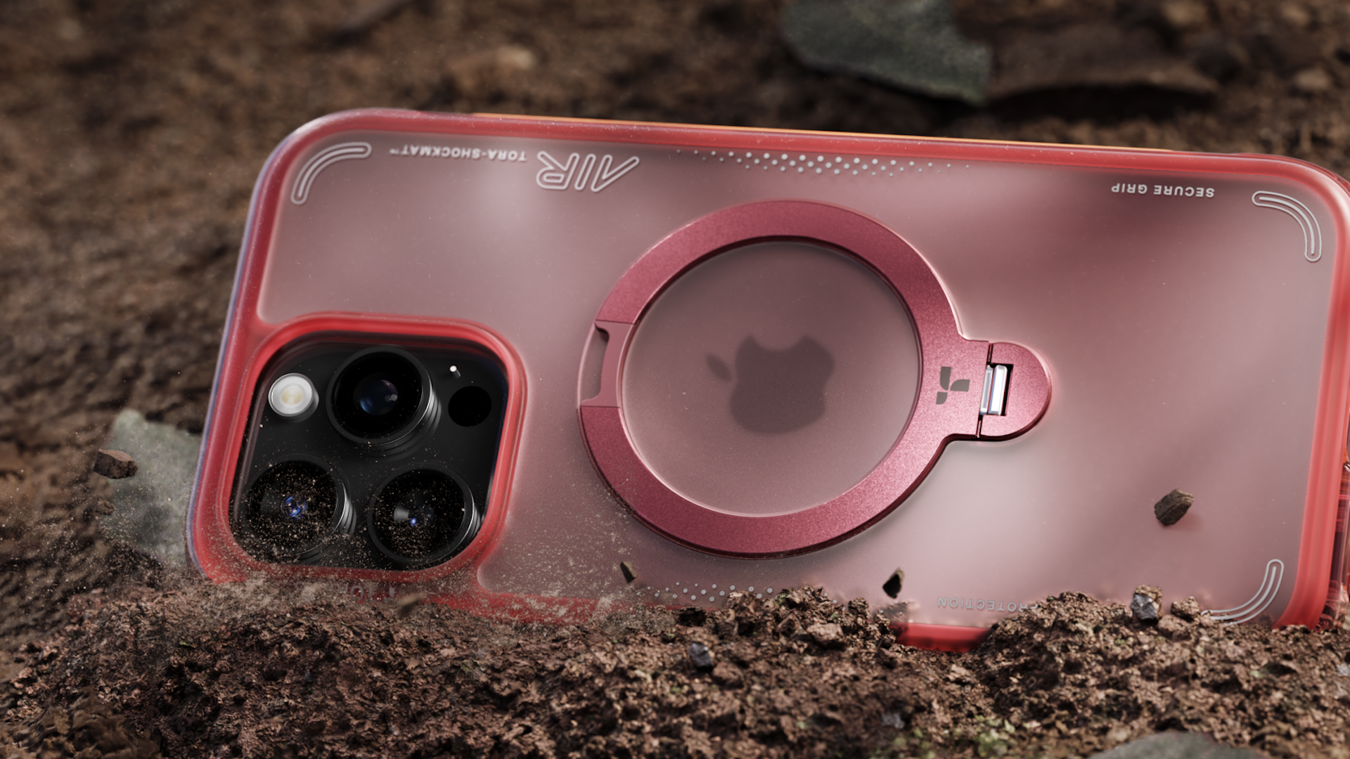 An iPhone with a TORRAS Q3 Air hitting the dirt.