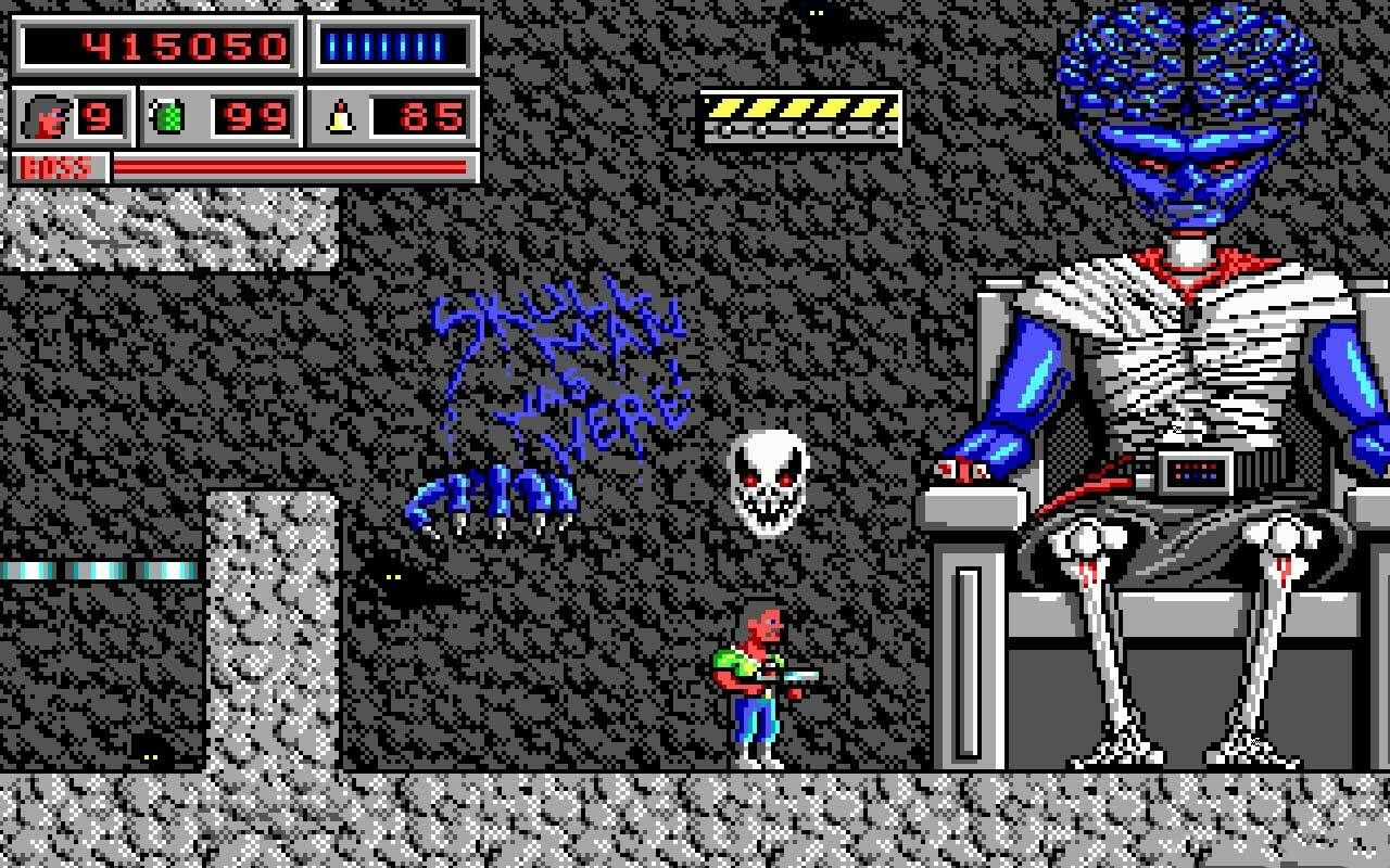 Bio Menace screenshot showing an alien with a huge brain.