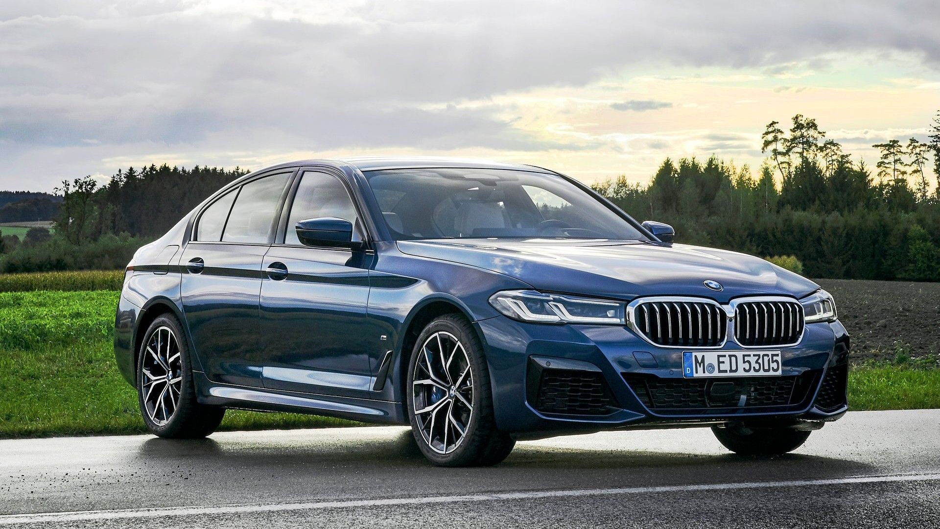 Front 3/4 shot of a 2021 BMW 5-Series 