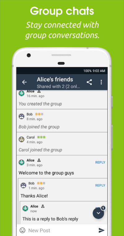 Briar's group chat tabs.