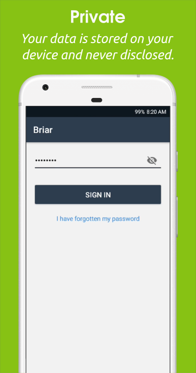 Briar login flow.