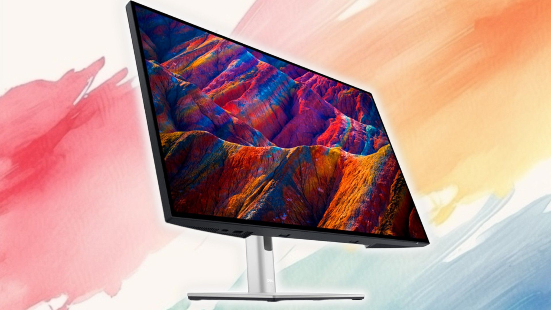 Dell UltraSharp on a colorful background.