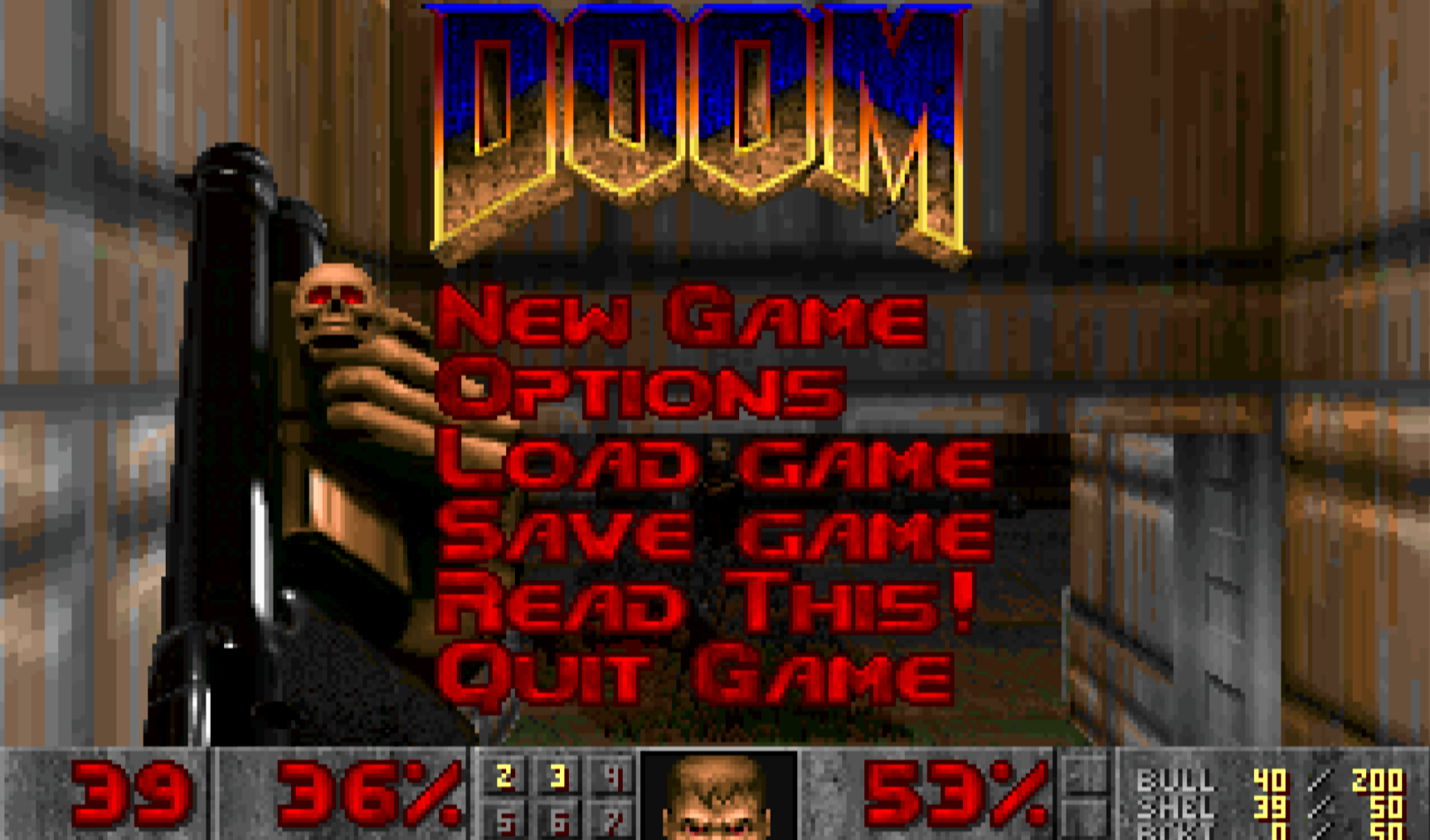Главное меню Doom.