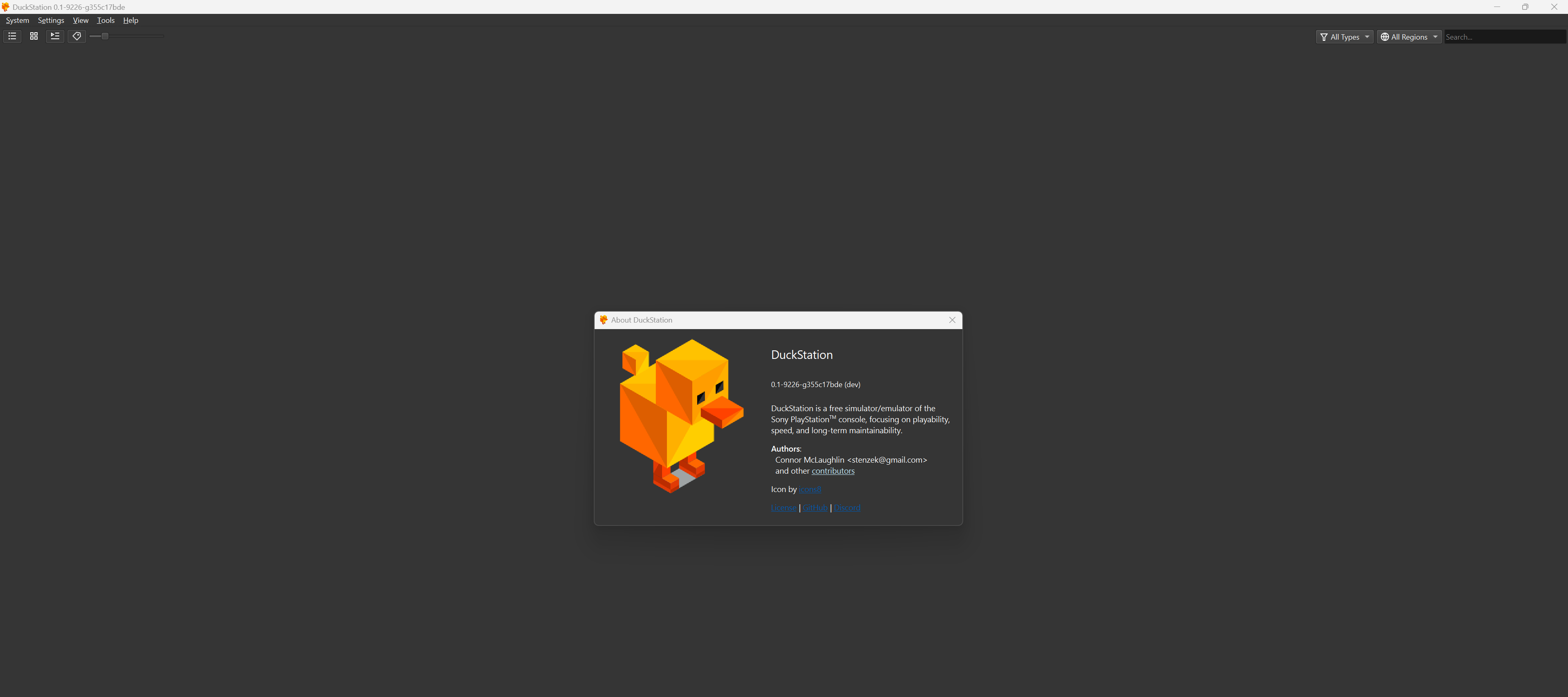 A screenshot of the DuckStation gaming emulator home screen on my Windows PC.