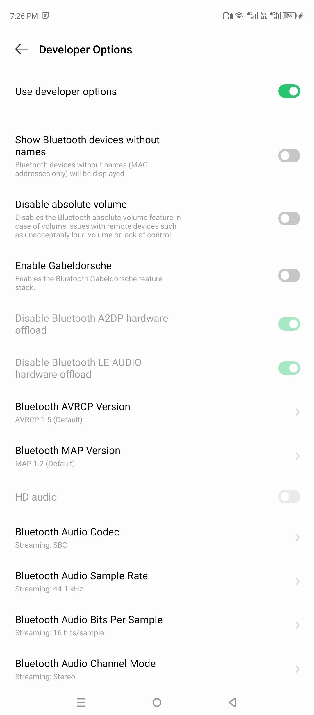 Enabling the Show Bluetooth Devices Without Names setting on Android.