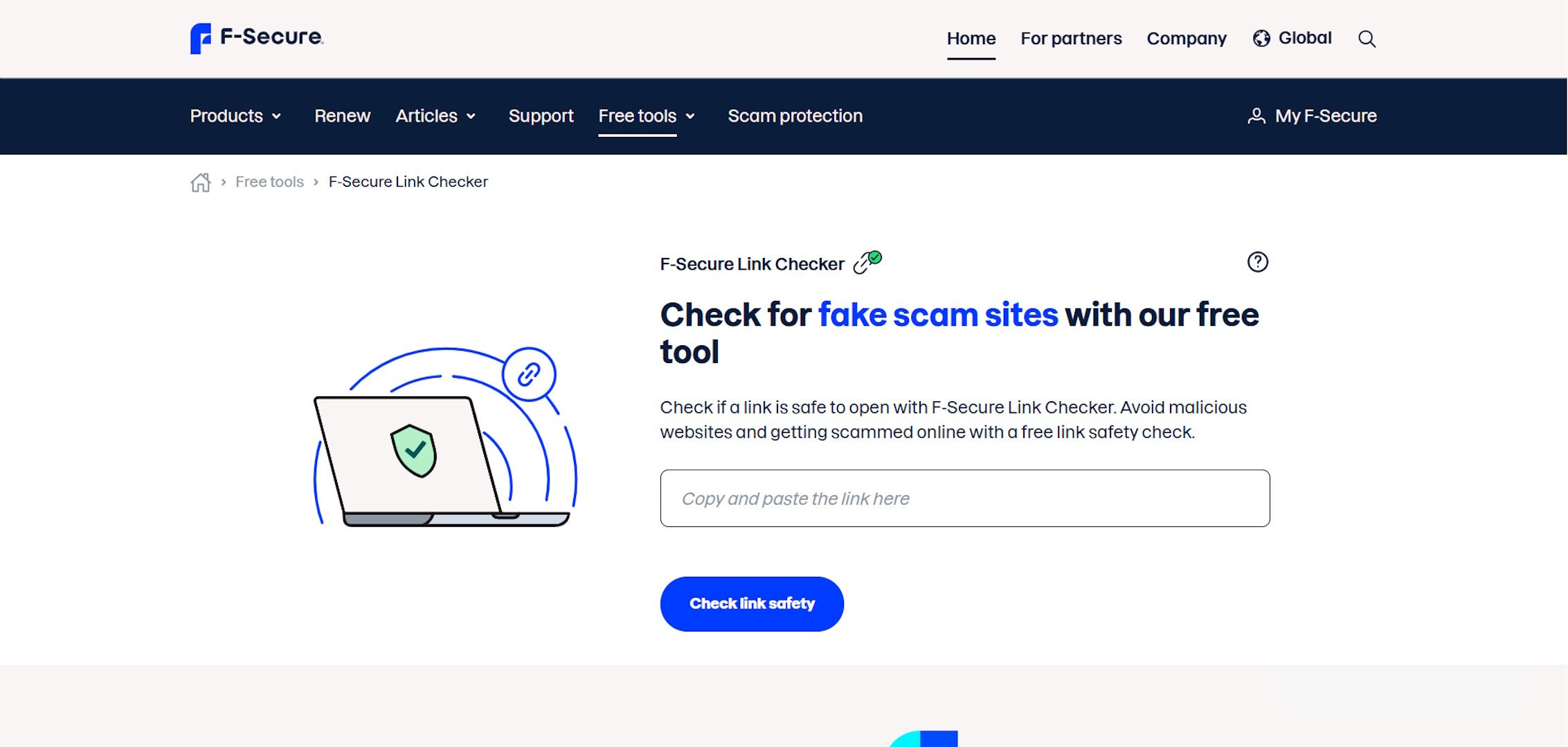 Image showing F-Secure Link Checker homepage