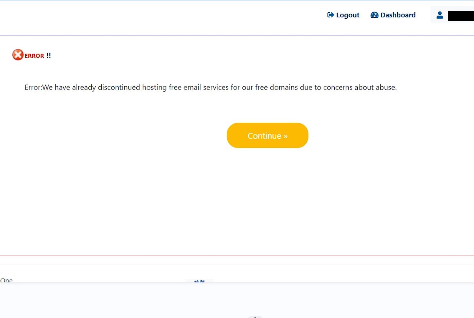 An image showing Free Domain Free Email Discontinued