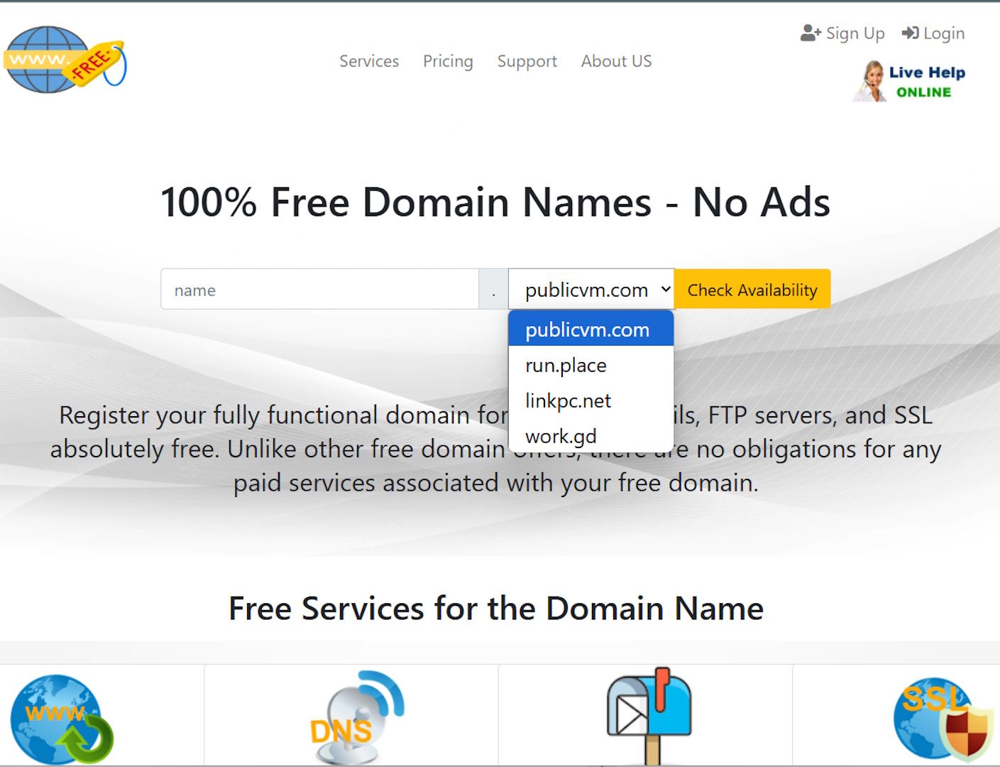 Image showing Free Domain TLD options