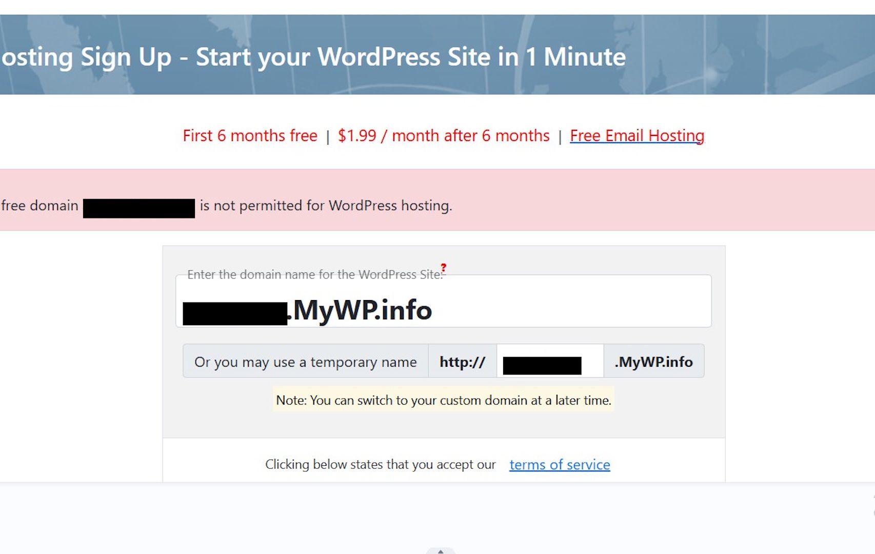Image showing Free Domain WordPress Hosting Discontinued
