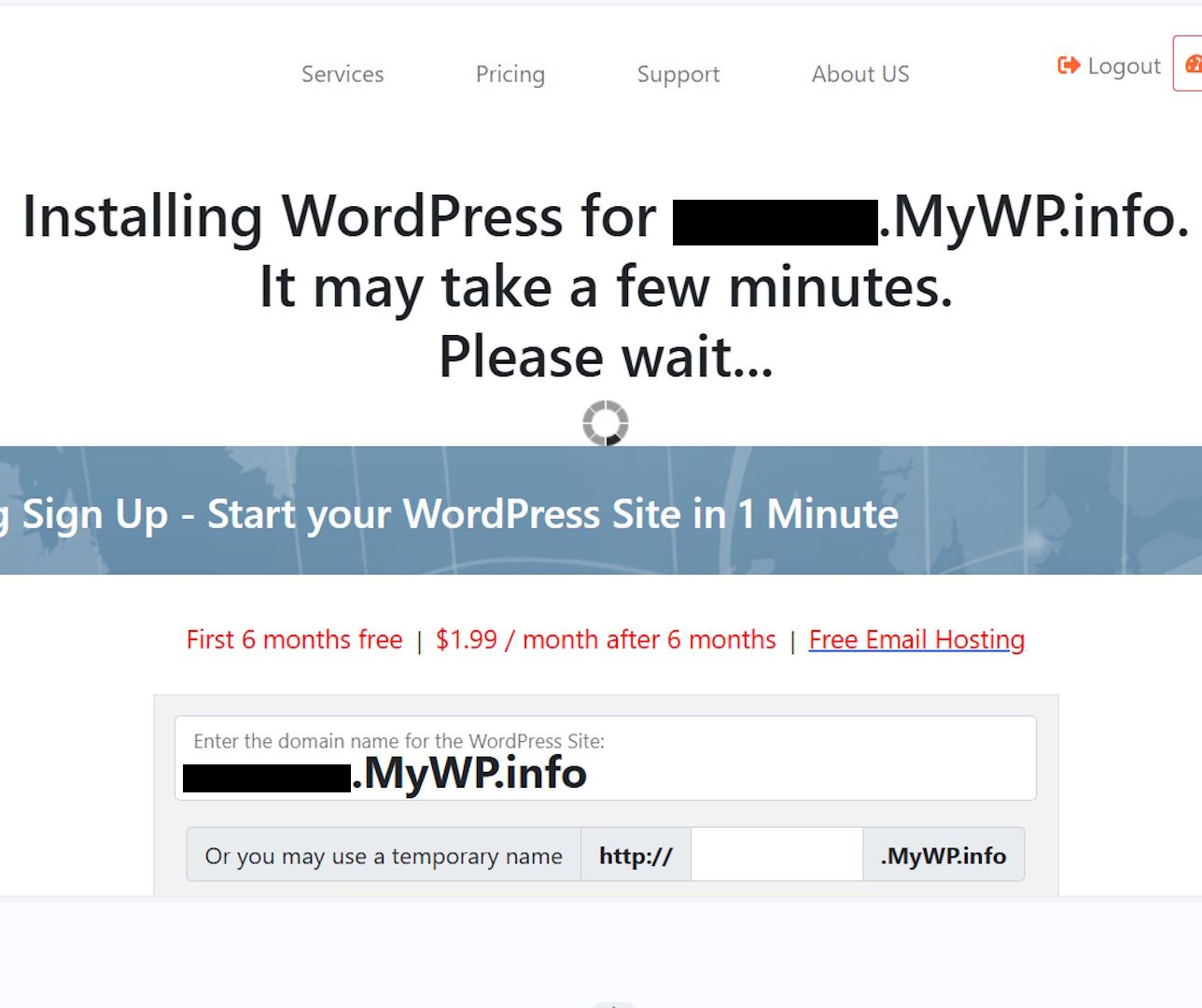 Image showing Free Domain WordPress Installation