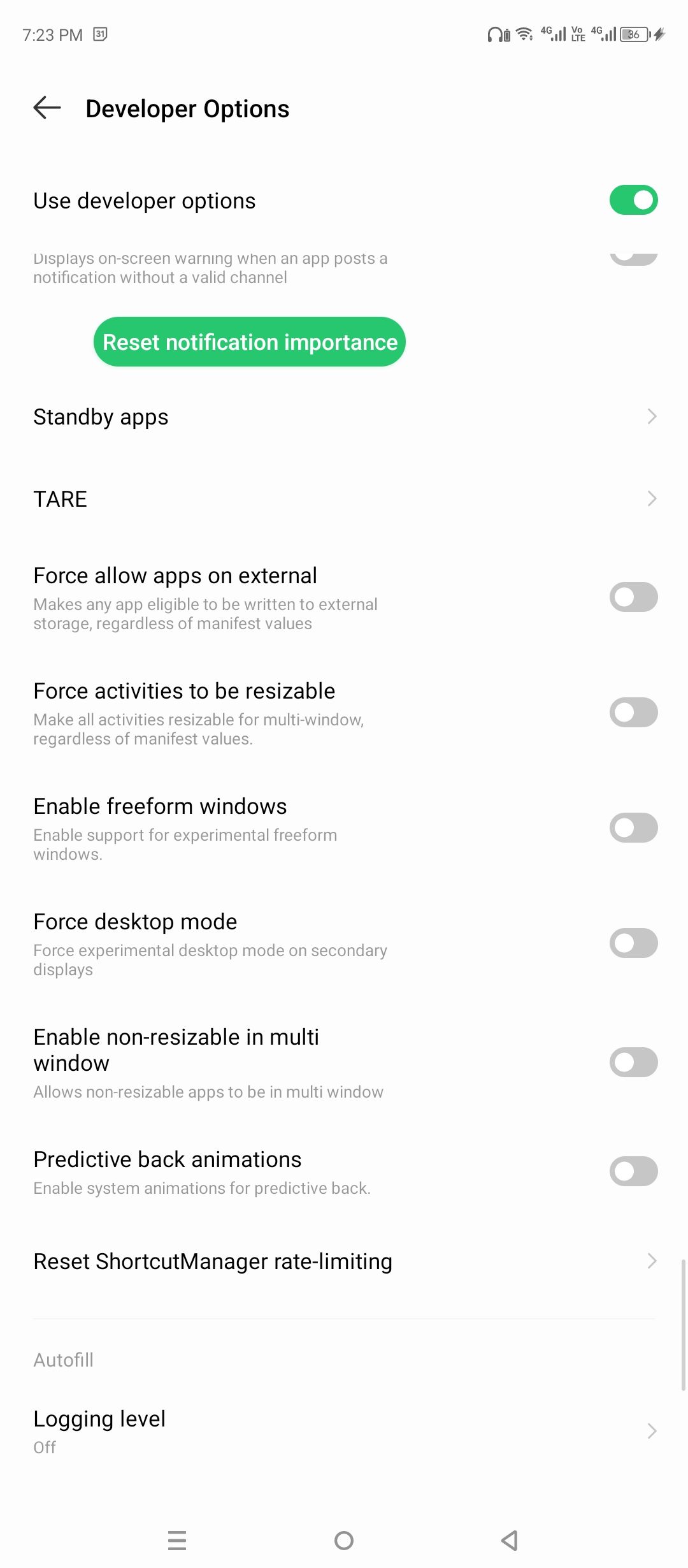 Enabling freeform windows on Android.