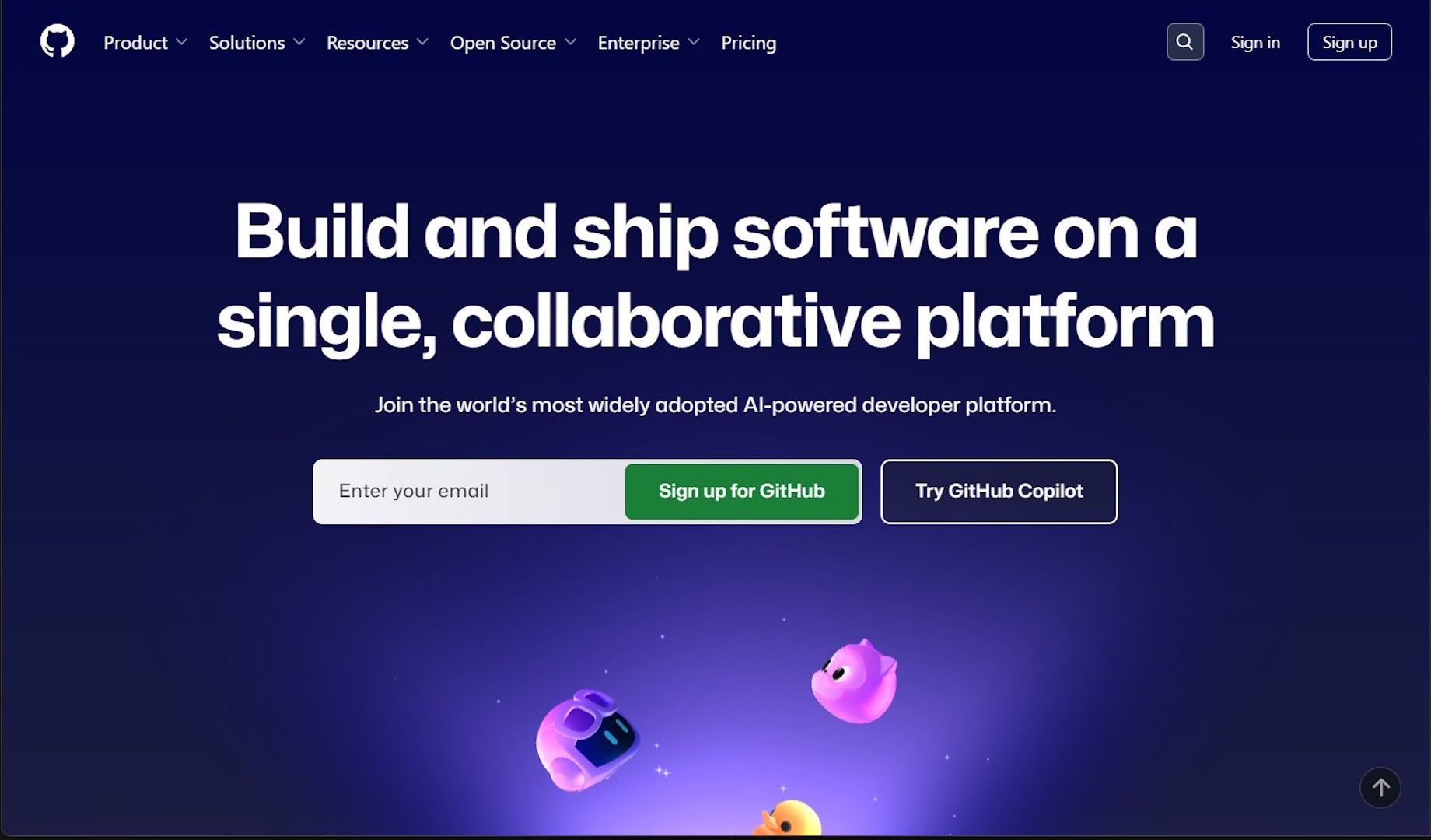 Image of GitHub homepage