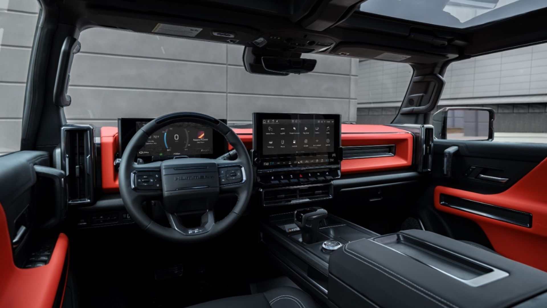 Shot of the interior inside the GMC Hummer EV SUV.