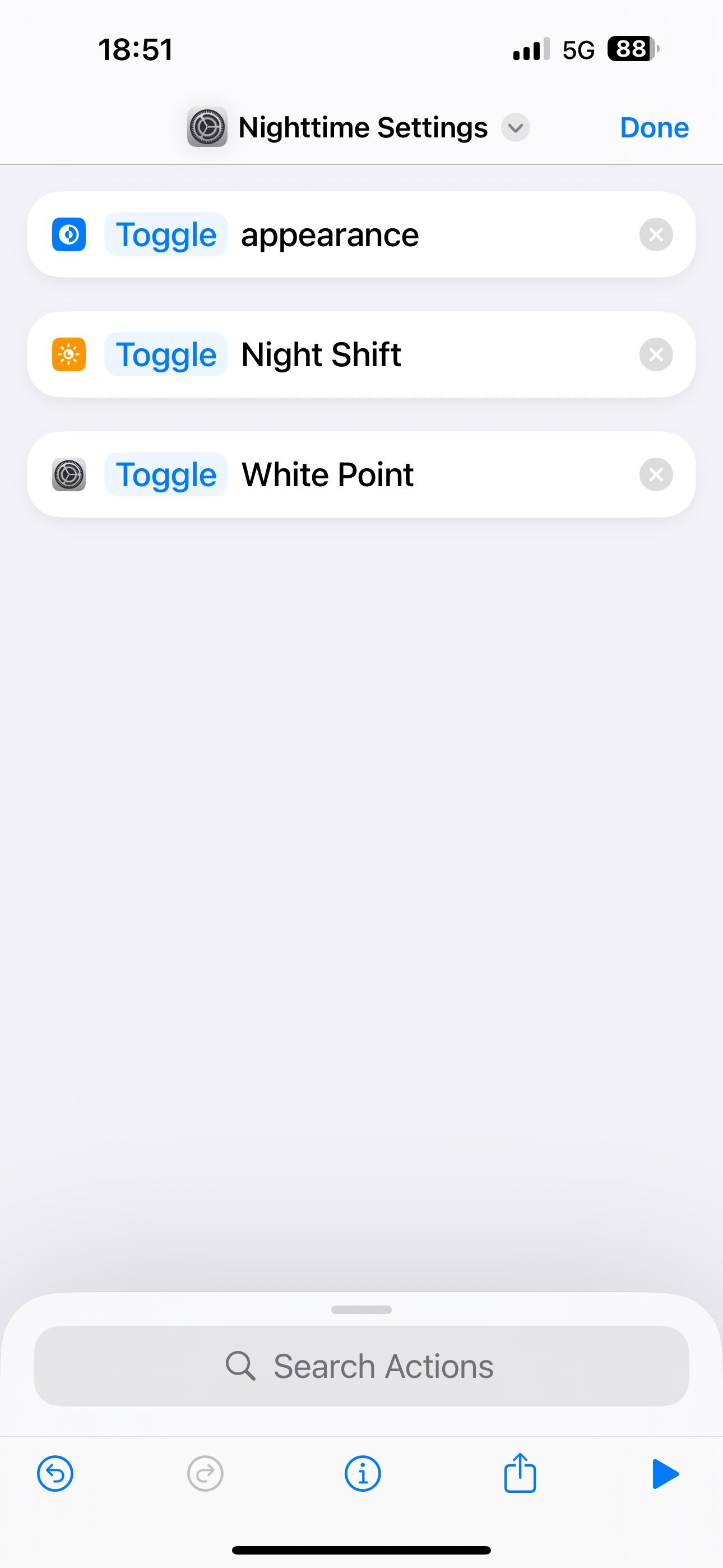 Changed name for a shortcut in the Shortcuts app.