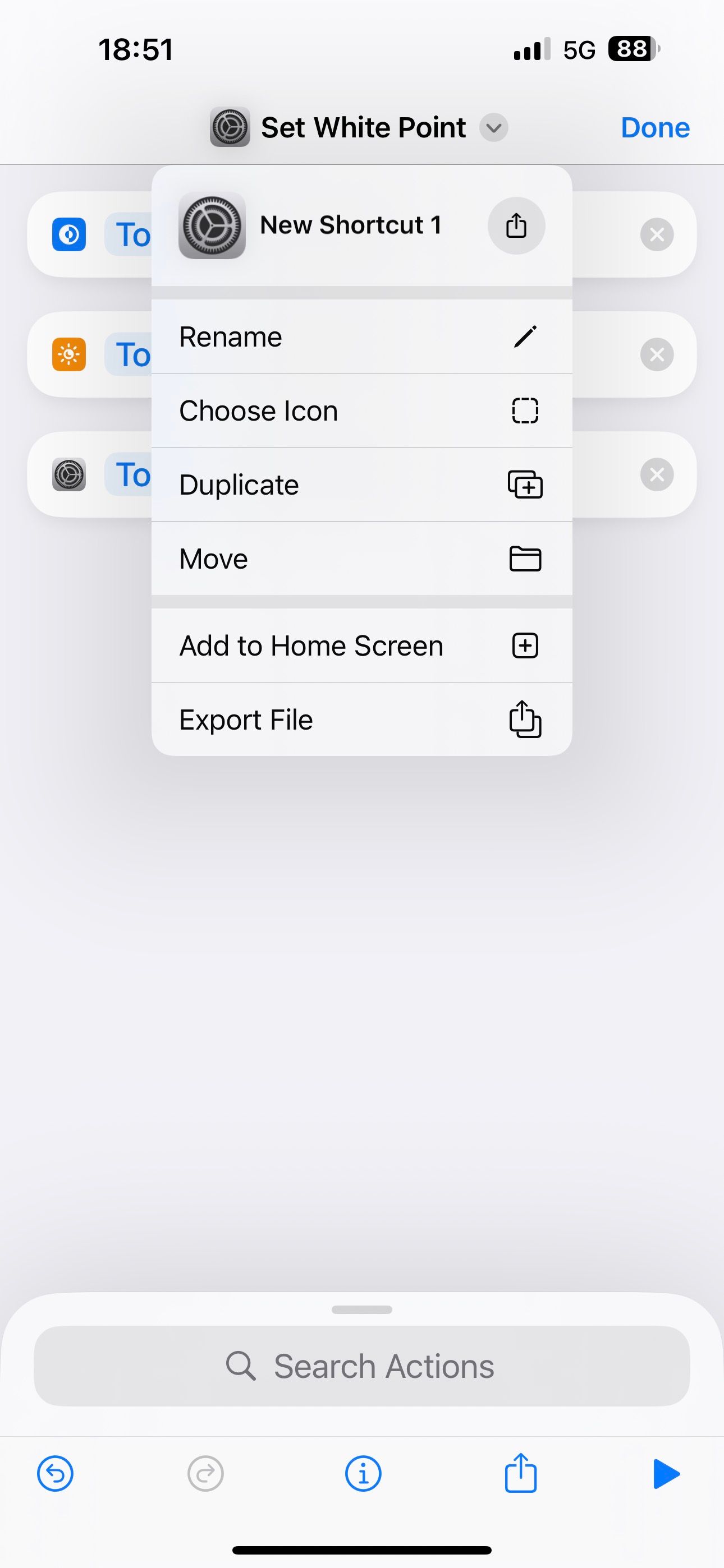 Tapping on a shortcut name to change it.