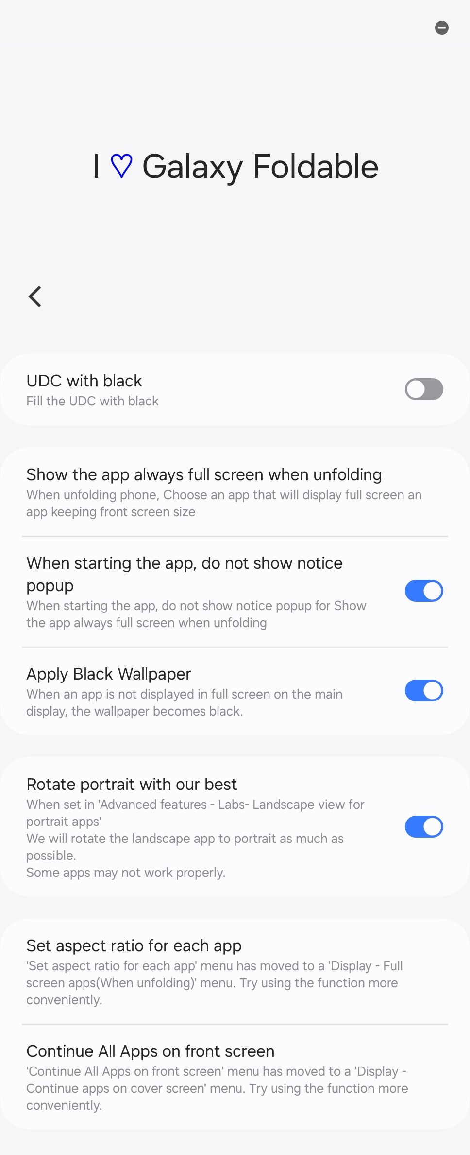 I heart Galaxy Foldable options in Good Lock on a Galaxy Z Fold 6.