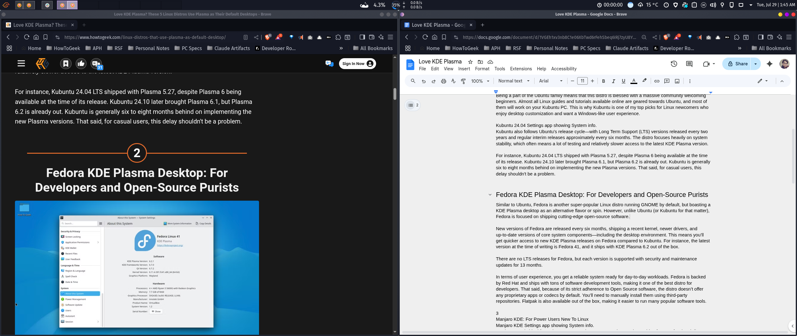 Image of two windows opened side by side on an ultrawide monitor with empty space in the middle.
