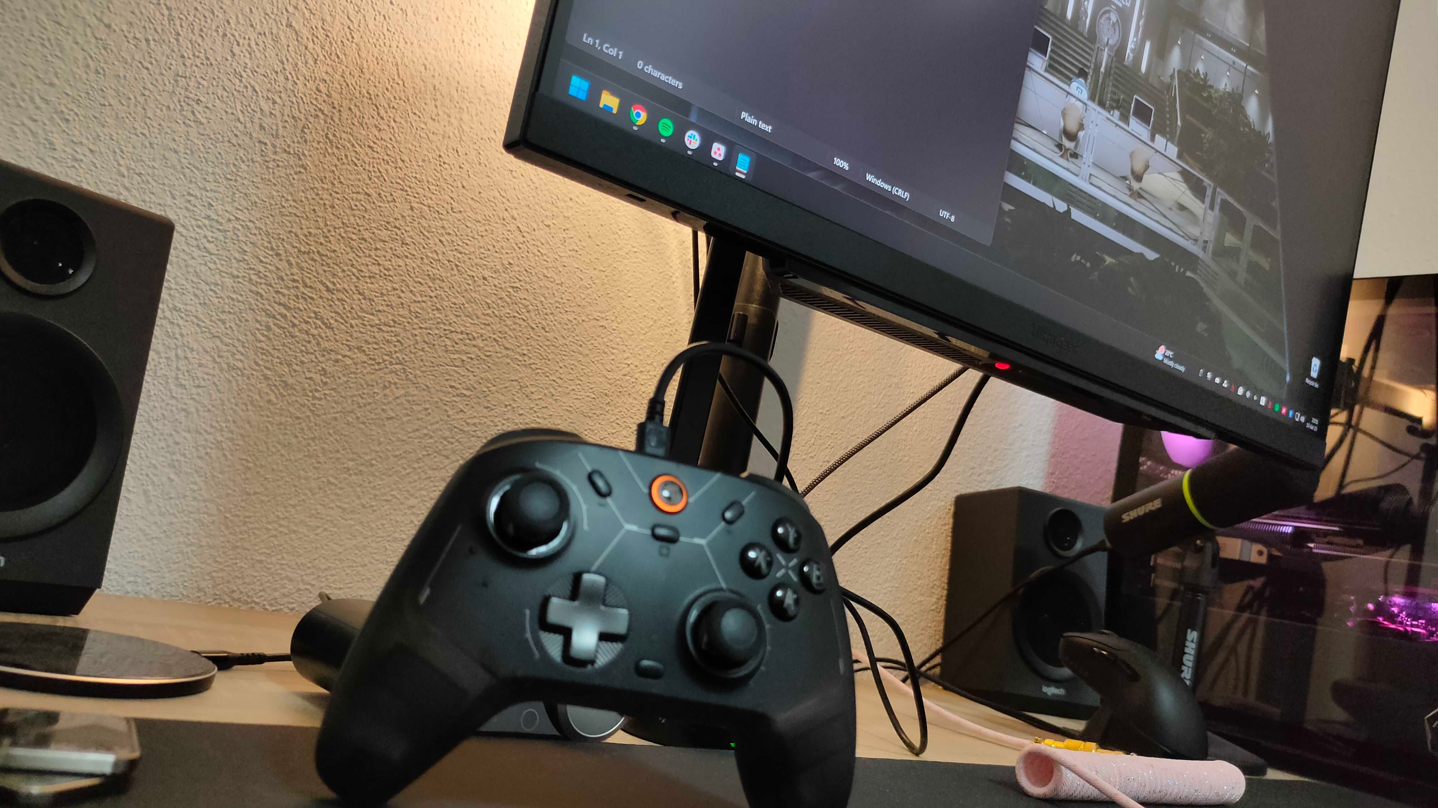 The GameSir Cyclone 2 game controller charging.