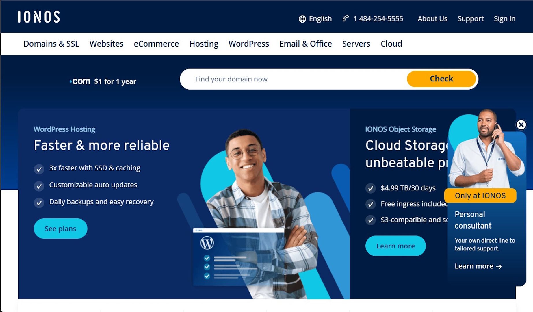 Image showing the Ionos home page