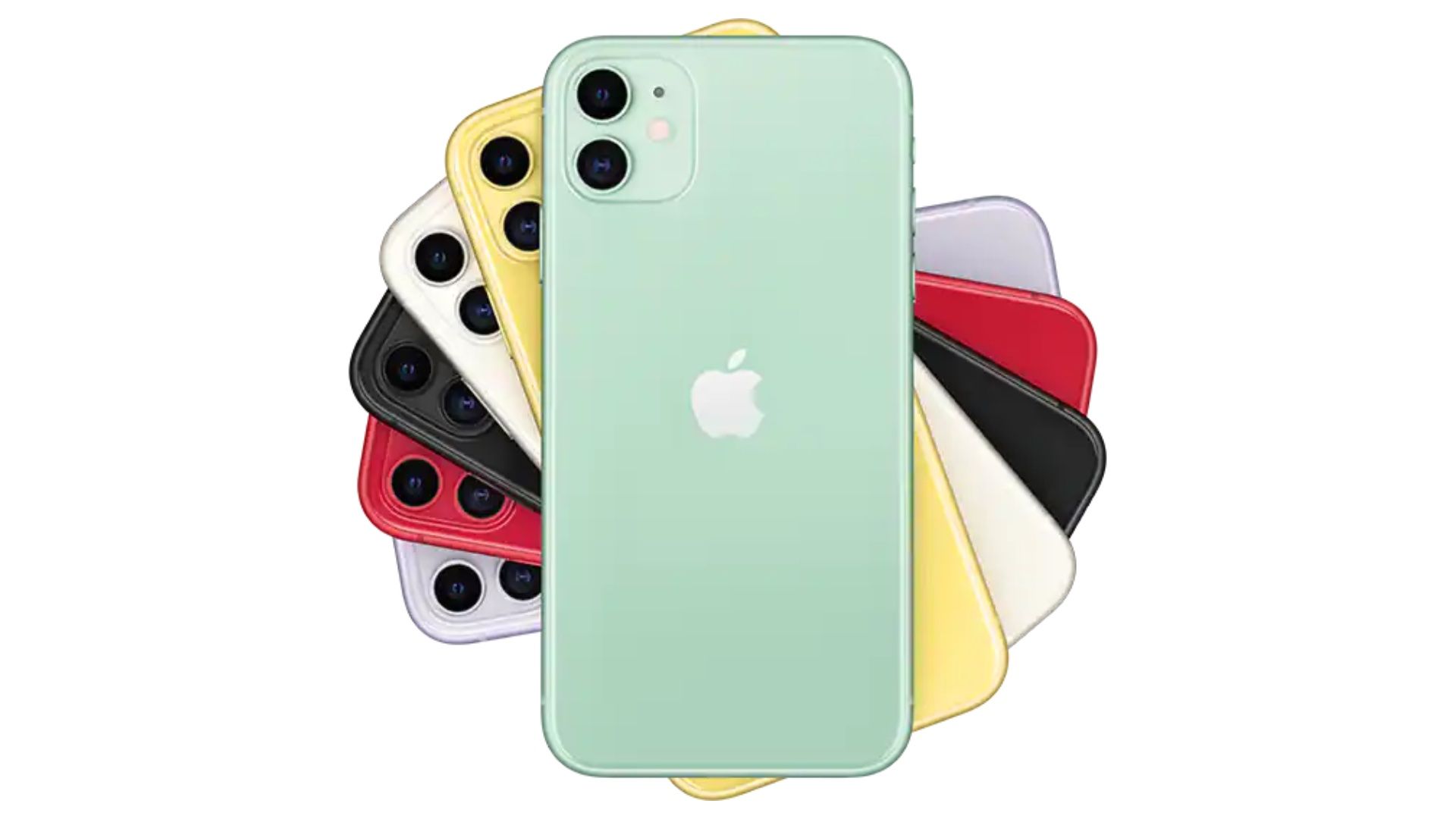 iPhone 11 Colors with Green at the front.