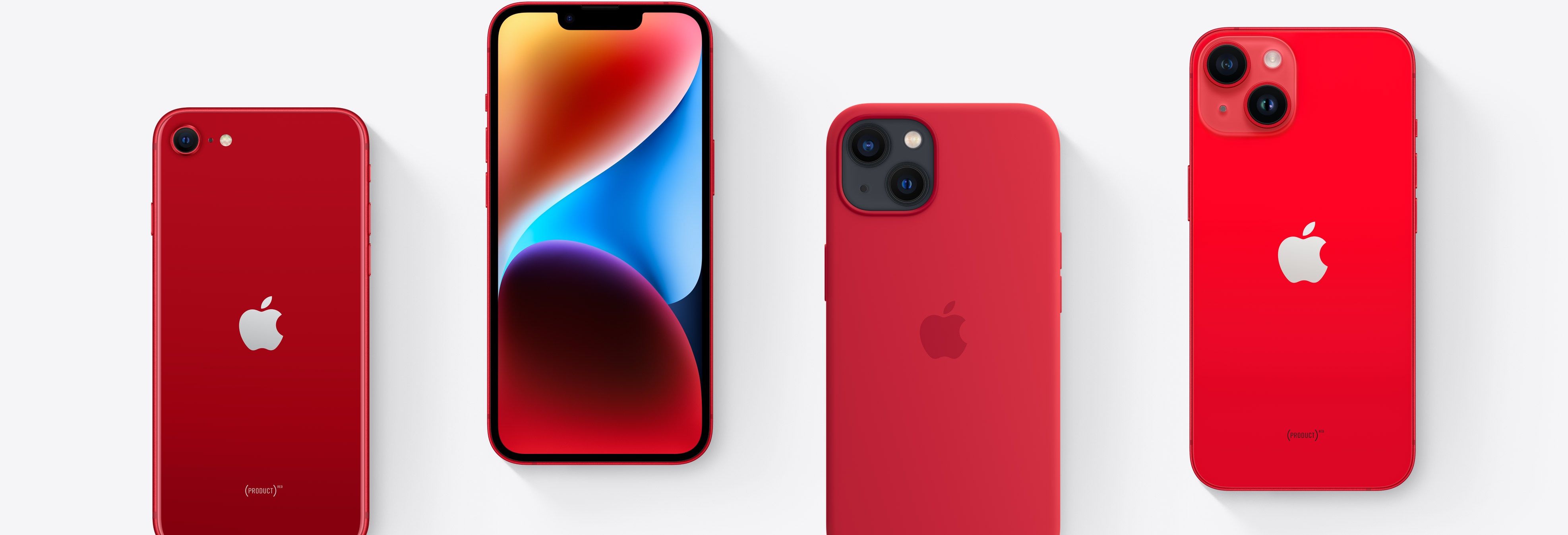 iPhone Product RED devices on a grey background.