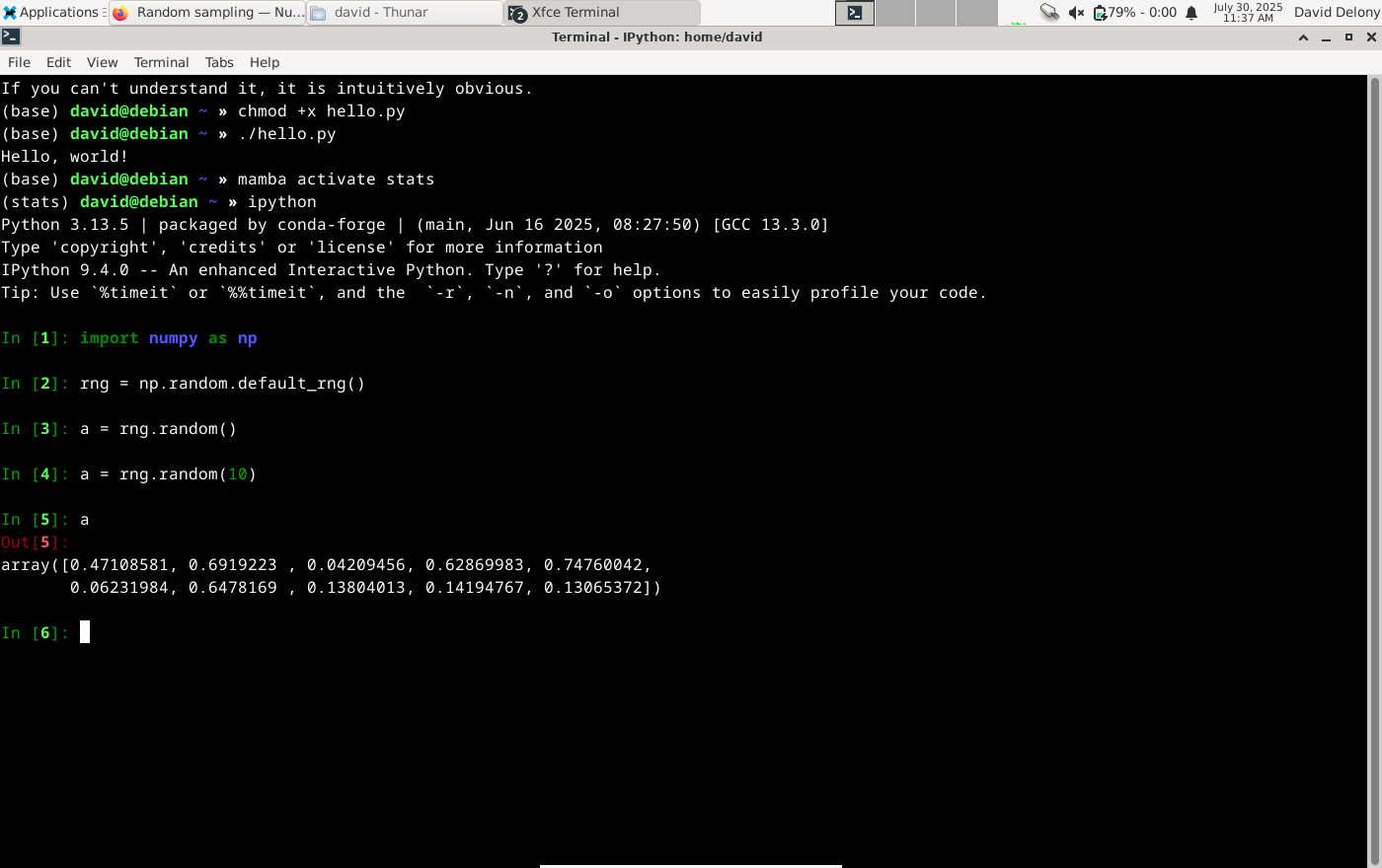 IPython in a Linux terminal window.