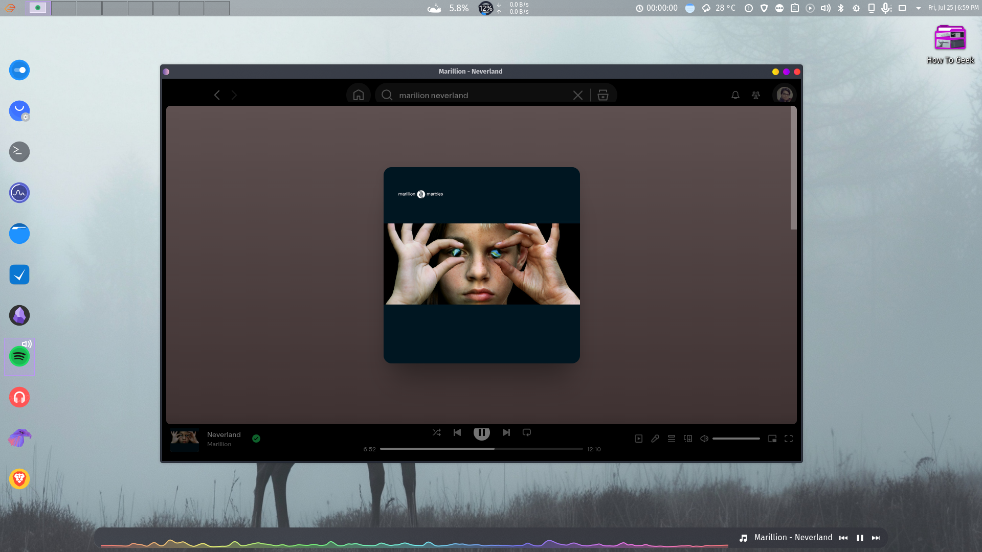 KDE Plasma desktop with three panels on the top bottom and left.