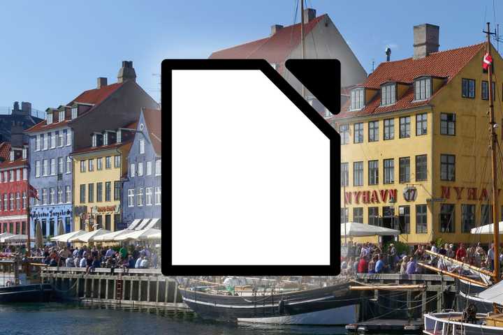 LibreOffice logo on a photo of Copenhagen