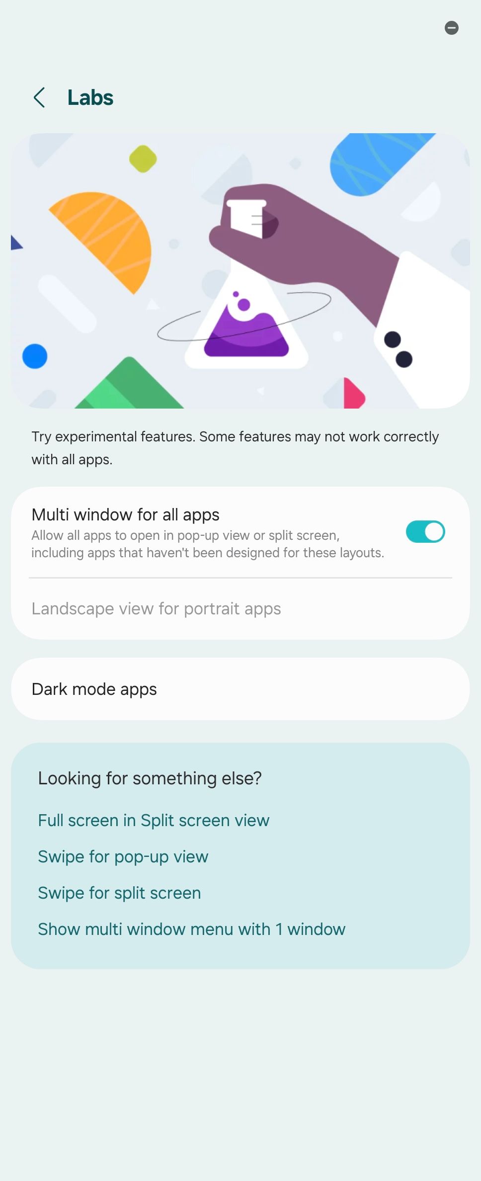 Multi window for all apps option in settings on a Galaxy Z Fold 6.