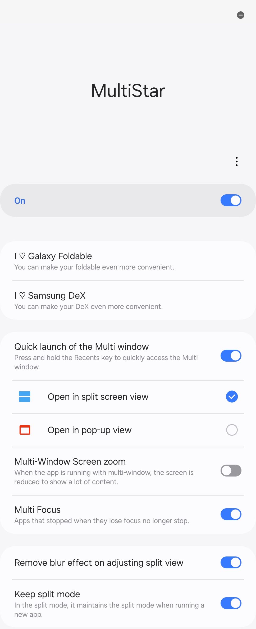 MultiStar module in Good Lock on a Galaxy Z Fold 6.