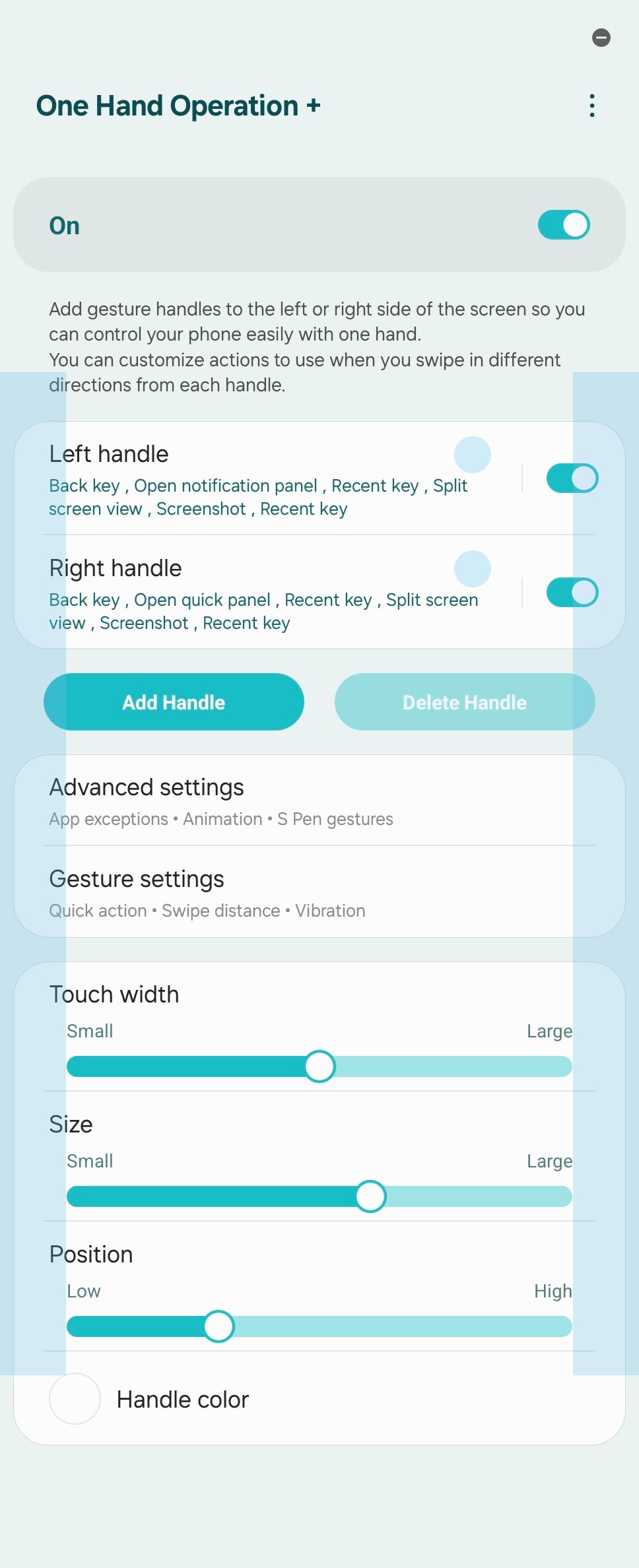 One Hand Operation module in Good Lock on a Galaxy Z Fold 6.