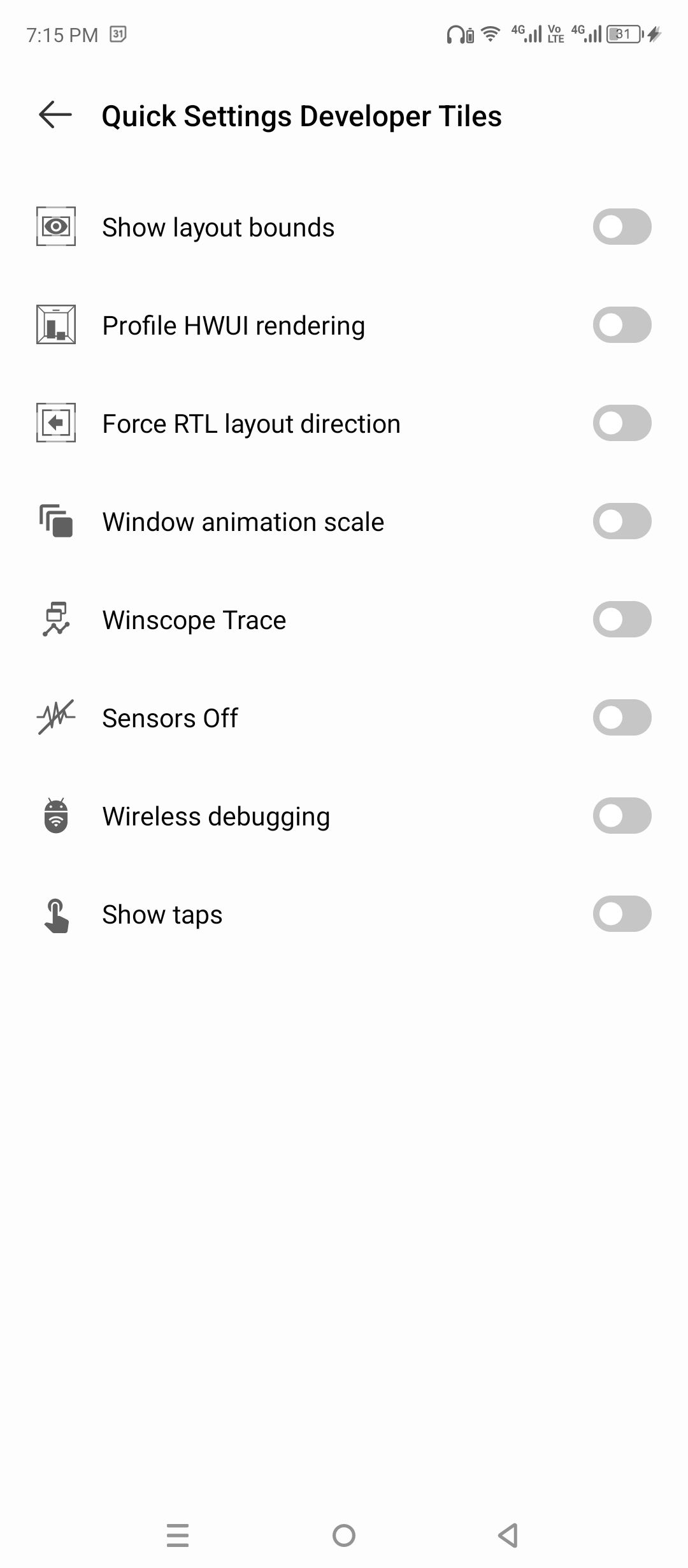 Quick tiles in developer options.