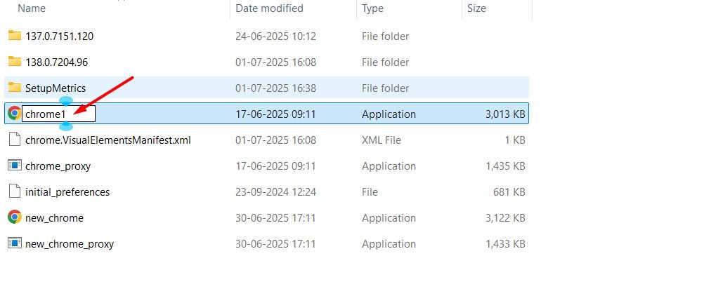 Renaming Chrome executable file on Windows.