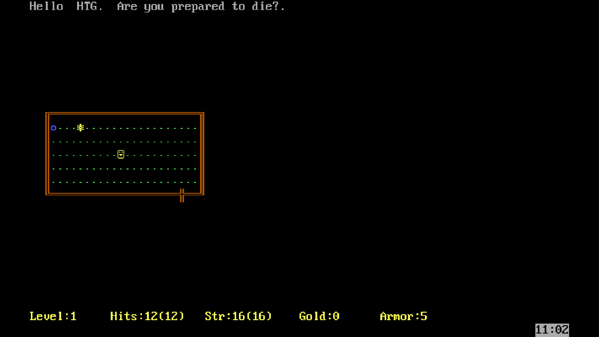 Экран MS-DOS-версии игры Rogue.