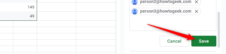 Save is selected in the conditional notifications pane in Google Sheets.