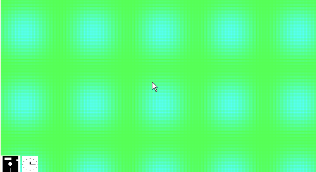 Windows 1.0 with its mouse pointer in the middle of the desktop.