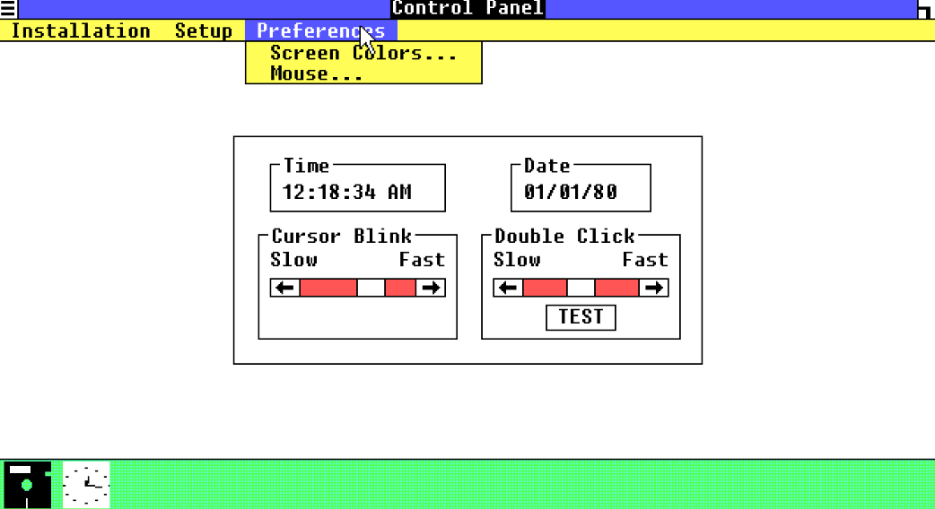 A dropdown menu in Windows 1.0.