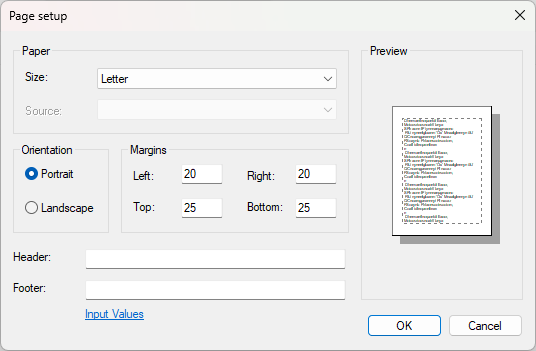 Setup page options available in the new Notepad.