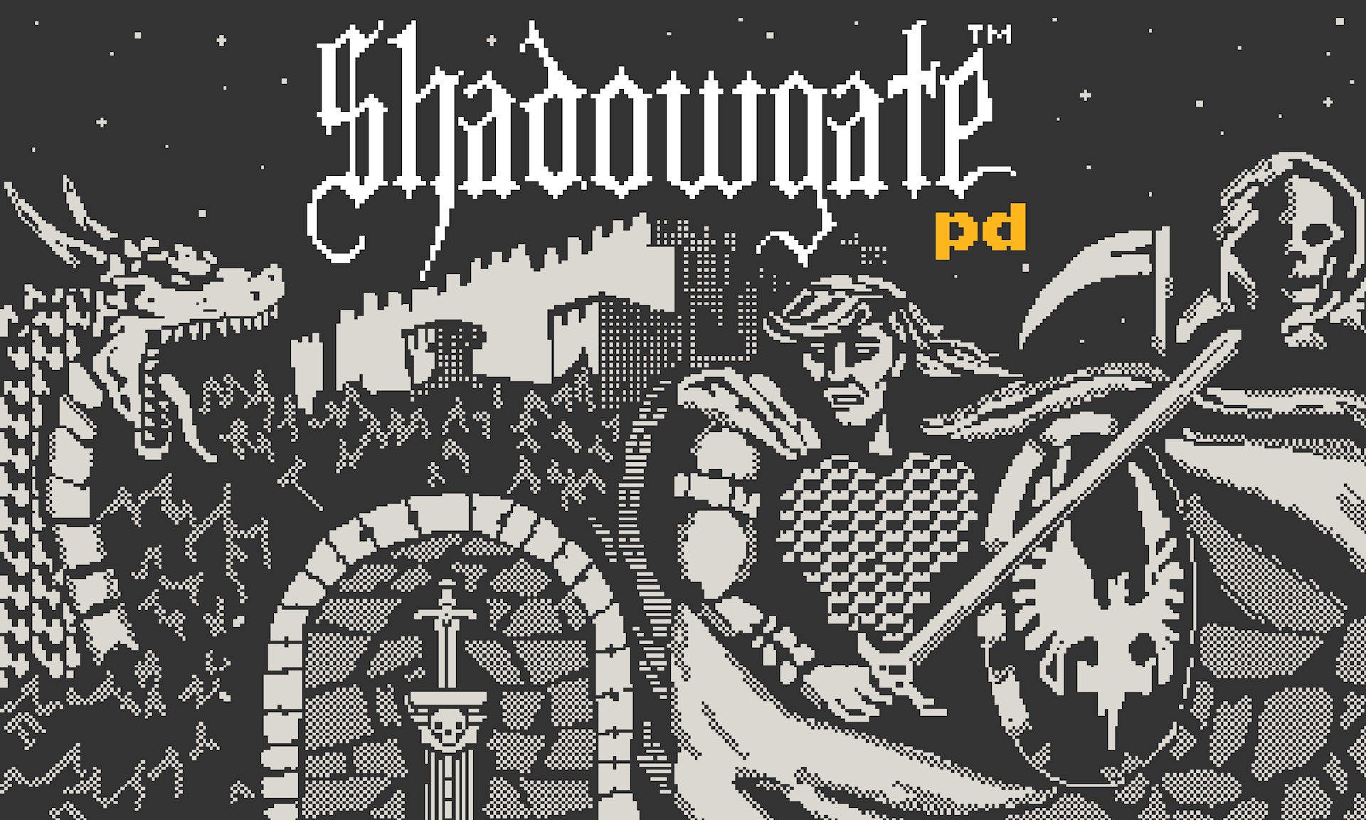 Shadowgate PD for Playdate key art.