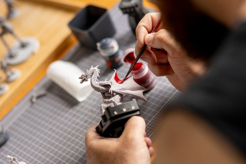 Miniature wargaming painting with ink.