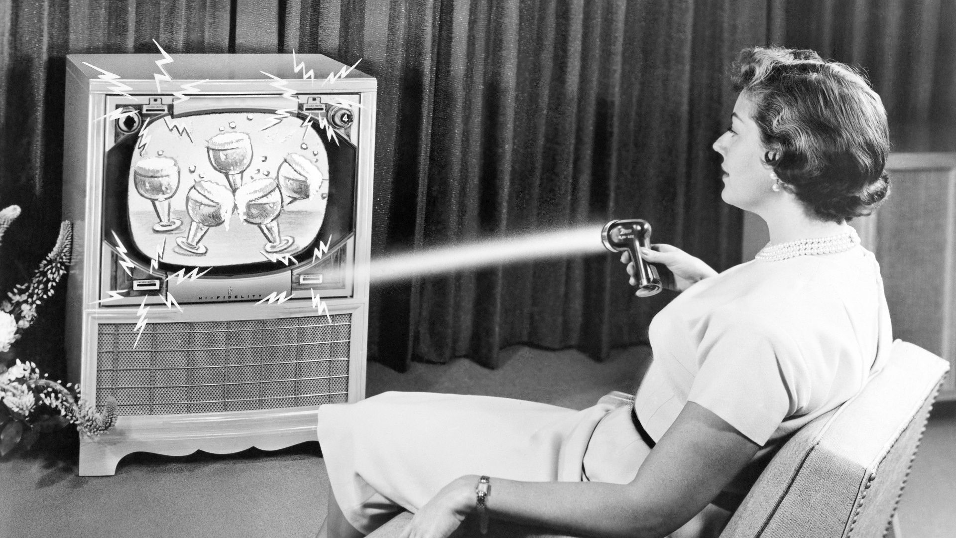Early Zenith remote control TV set, June 1955
