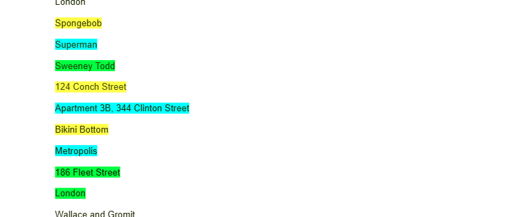 Some supposedly linked items in a list in Google Docs are not placed next to each other.