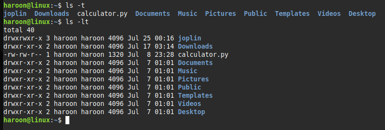 Sorting files and foders by most recent modification time.
