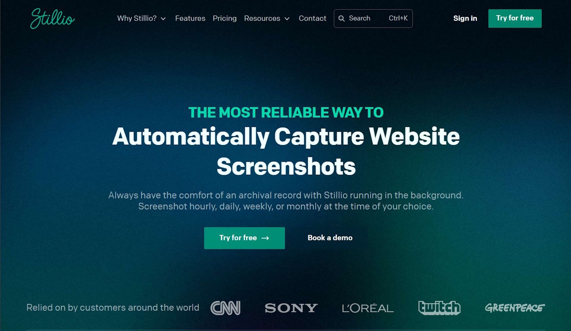Image of Stillio homepage