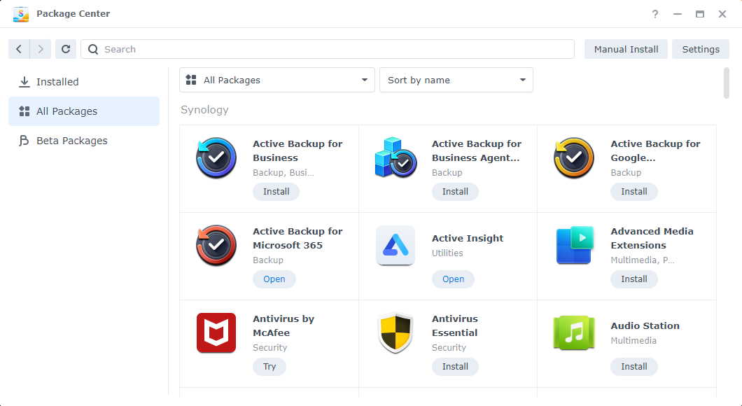 Synology Package Center