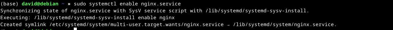 Enabling NGINX with systemctl.