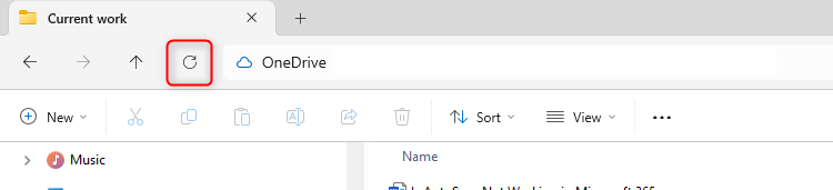 The refresh icon in Windows 11 File Explorer.