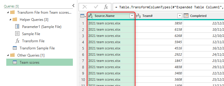 The Source.Name column in Excel's Power Query Editor.
