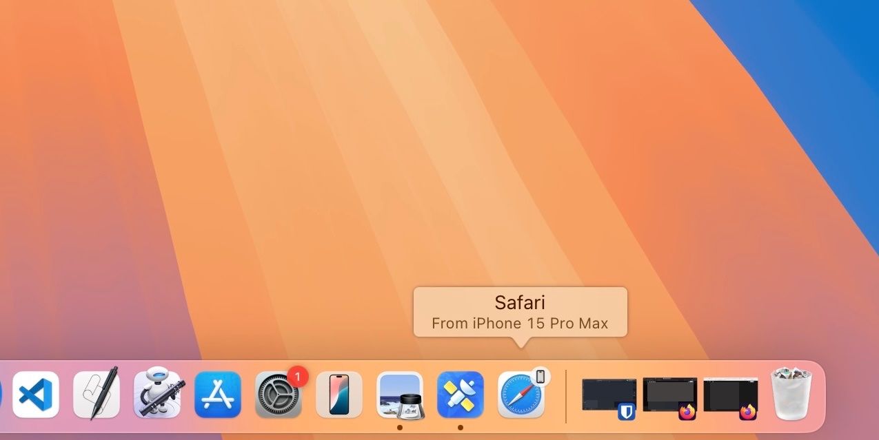 Handoff prompt for Safari on a Mac.